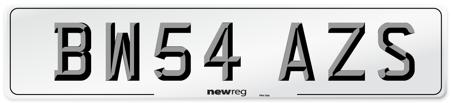 BW54 AZS Number Plate from New Reg